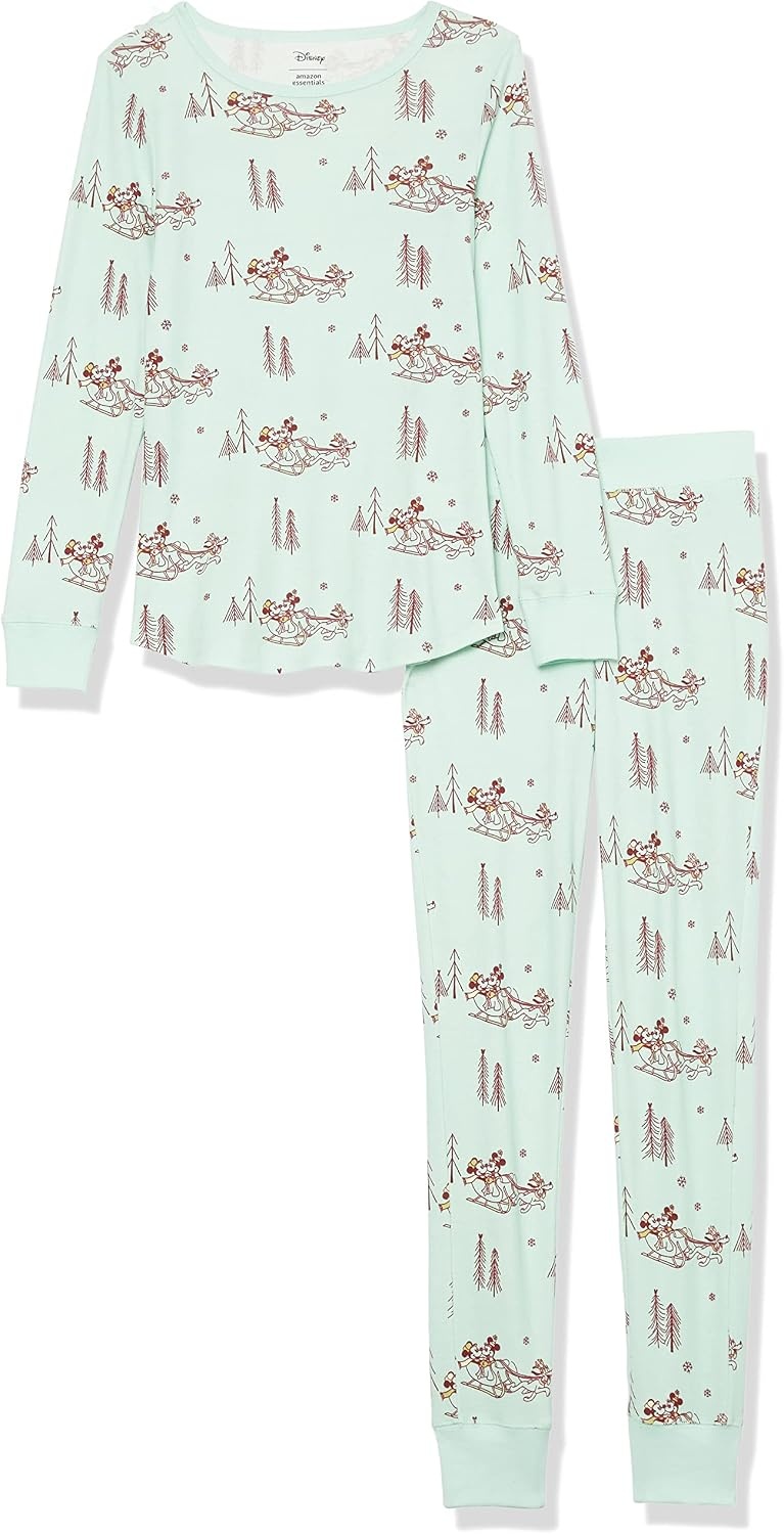 image:imageAmazon Essentials Disney Marvel Star Wars Womens SnugFit Cotton Pajama Sleepwear SetsMickey Winter