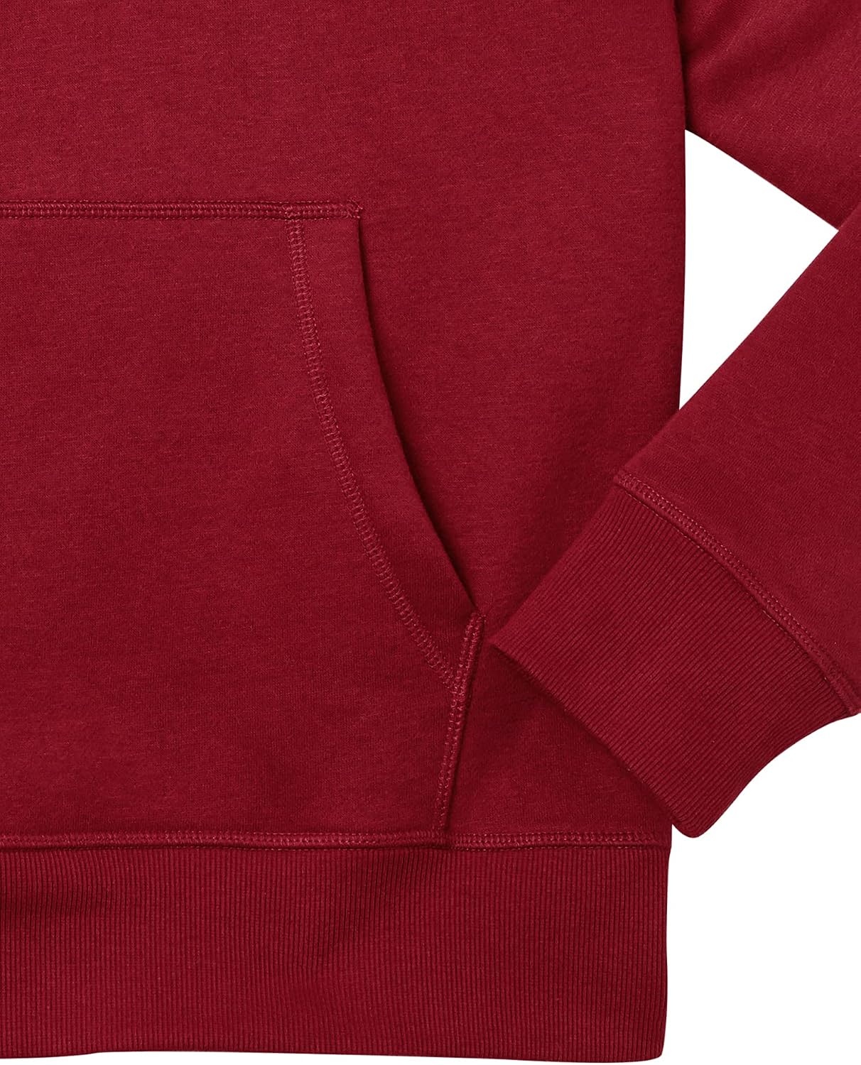 image:imageAmazon Essentials Mens Heavyweight Relaxed Fit Pullover Hooded Sweatshirt Warm Fleece with Brushed InteriorRed