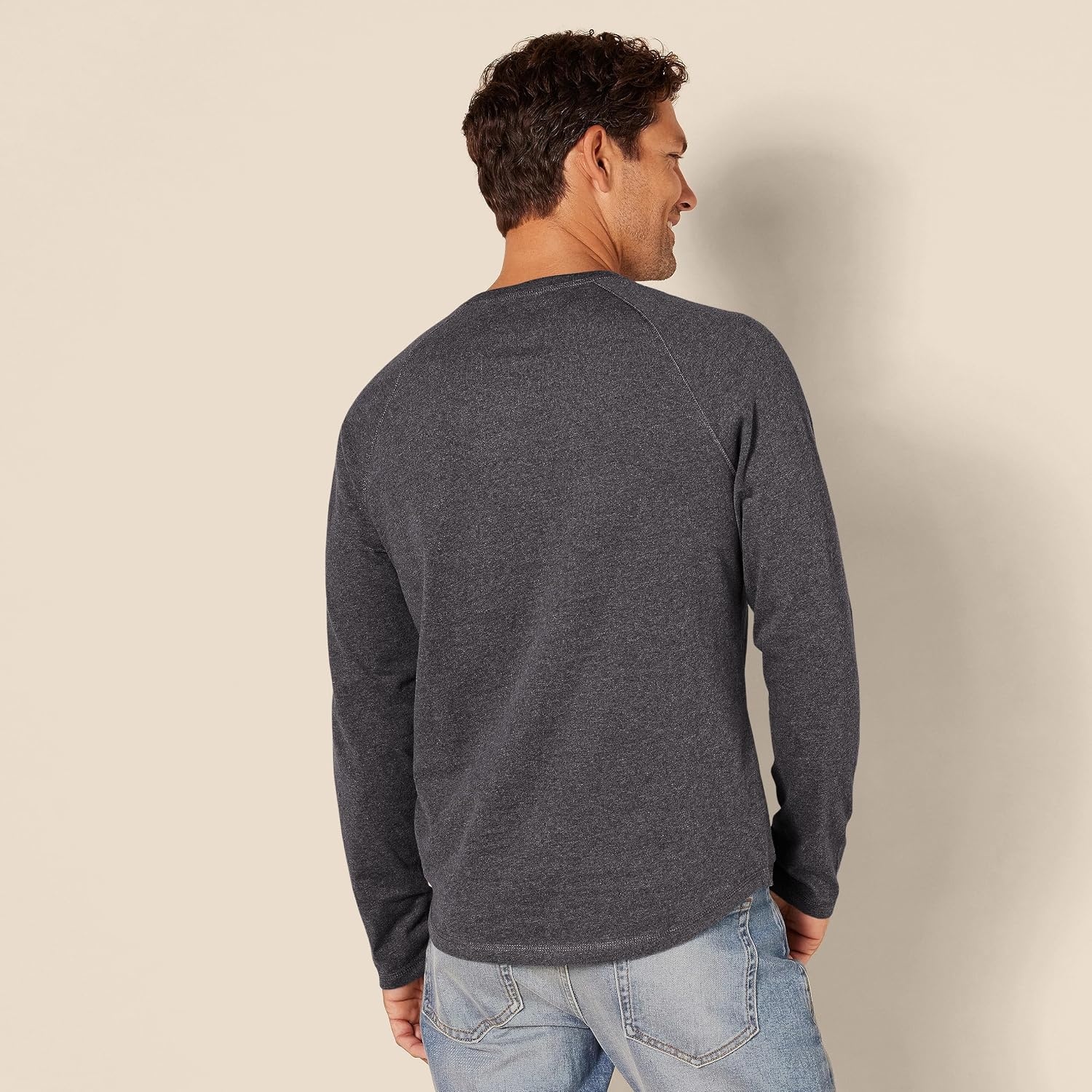 image:imageAmazon Essentials Mens Long Sleeve Henley Shirt for Men RegularFit Cotton Available in Big amp TallCharcoal Heather