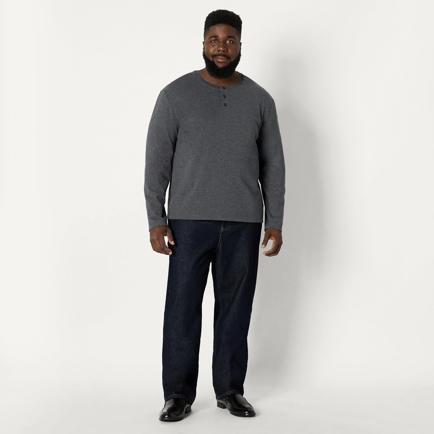 image:imageAmazon Essentials Mens Long Sleeve Henley Shirt for Men RegularFit Cotton Available in Big amp TallCharcoal Heather