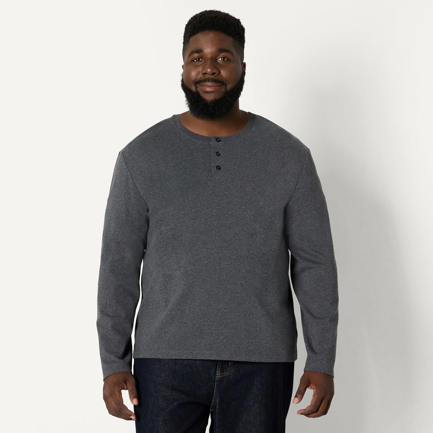 image:imageAmazon Essentials Mens Long Sleeve Henley Shirt for Men RegularFit Cotton Available in Big amp TallCharcoal Heather