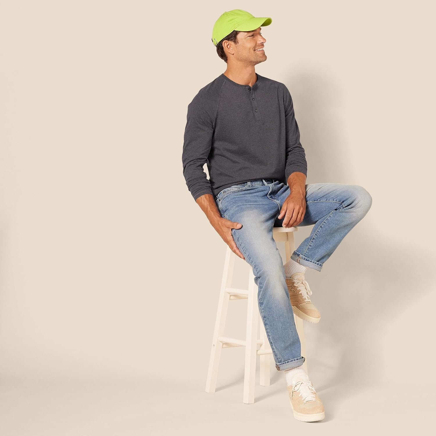 image:imageAmazon Essentials Mens Long Sleeve Henley Shirt for Men RegularFit Cotton Available in Big amp TallCharcoal Heather