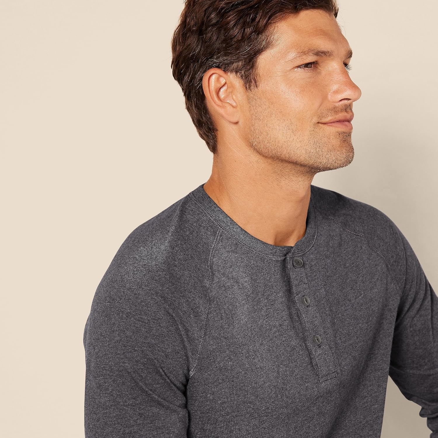 image:imageAmazon Essentials Mens Long Sleeve Henley Shirt for Men RegularFit Cotton Available in Big amp TallCharcoal Heather