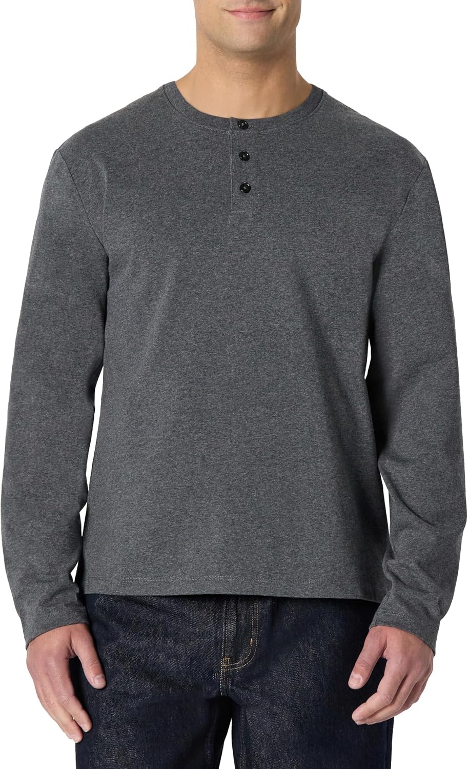 image:imageAmazon Essentials Mens Long Sleeve Henley Shirt for Men RegularFit Cotton Available in Big amp TallCharcoal Heather