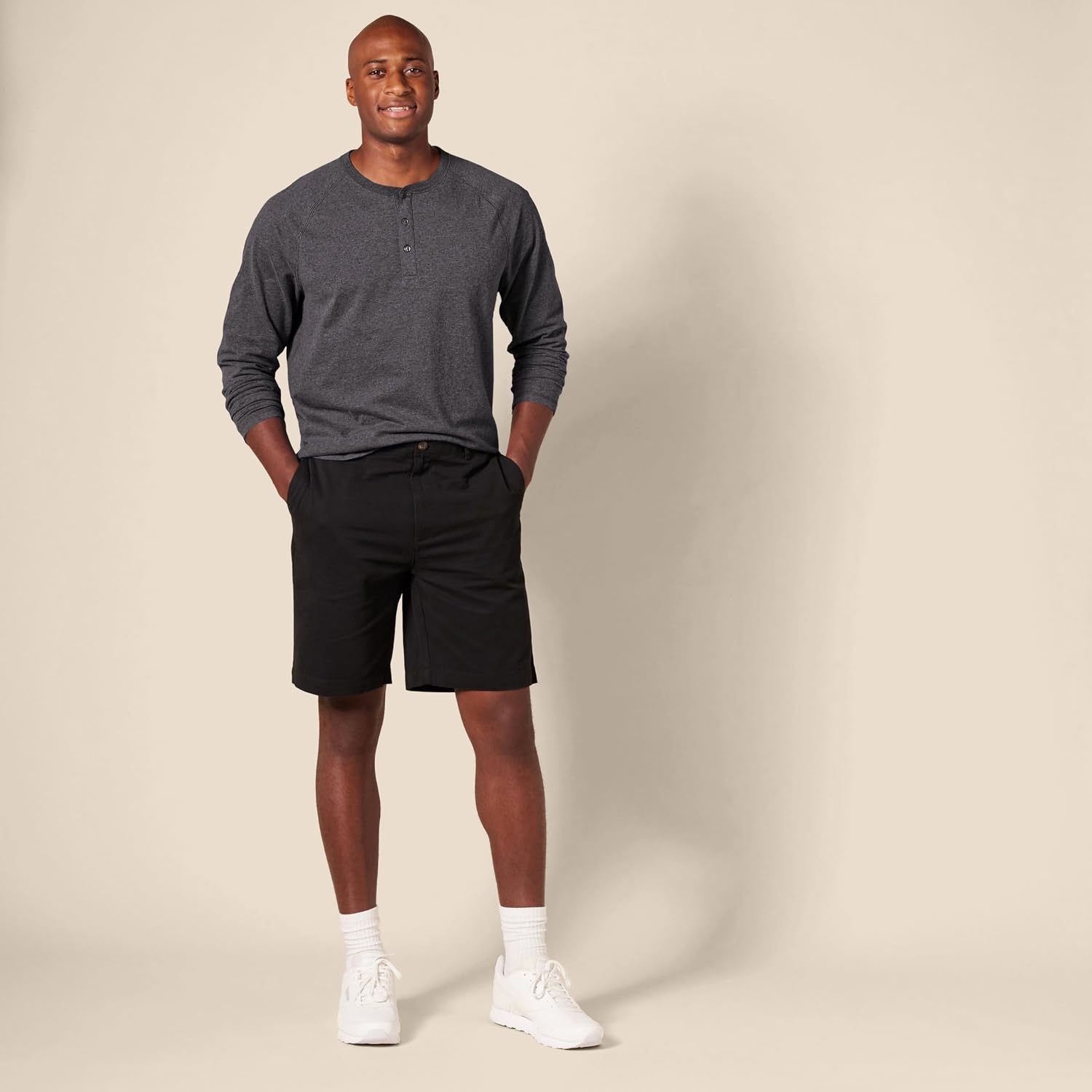 image:imageAmazon Essentials Mens Long Sleeve Henley Shirt for Men RegularFit Cotton Available in Big amp TallCharcoal Heather