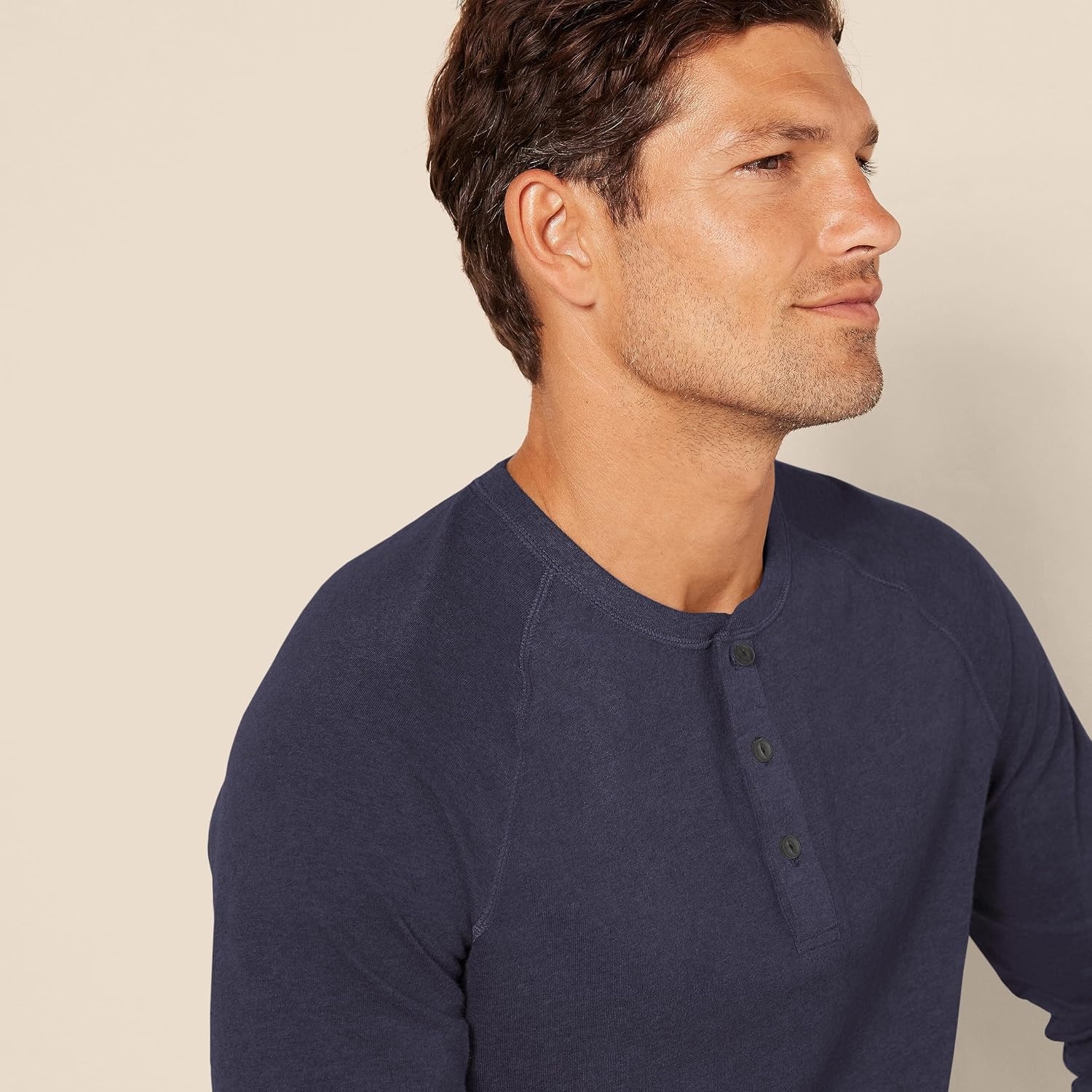 image:imageAmazon Essentials Mens Long Sleeve Henley Shirt for Men RegularFit Cotton Available in Big amp TallNavy