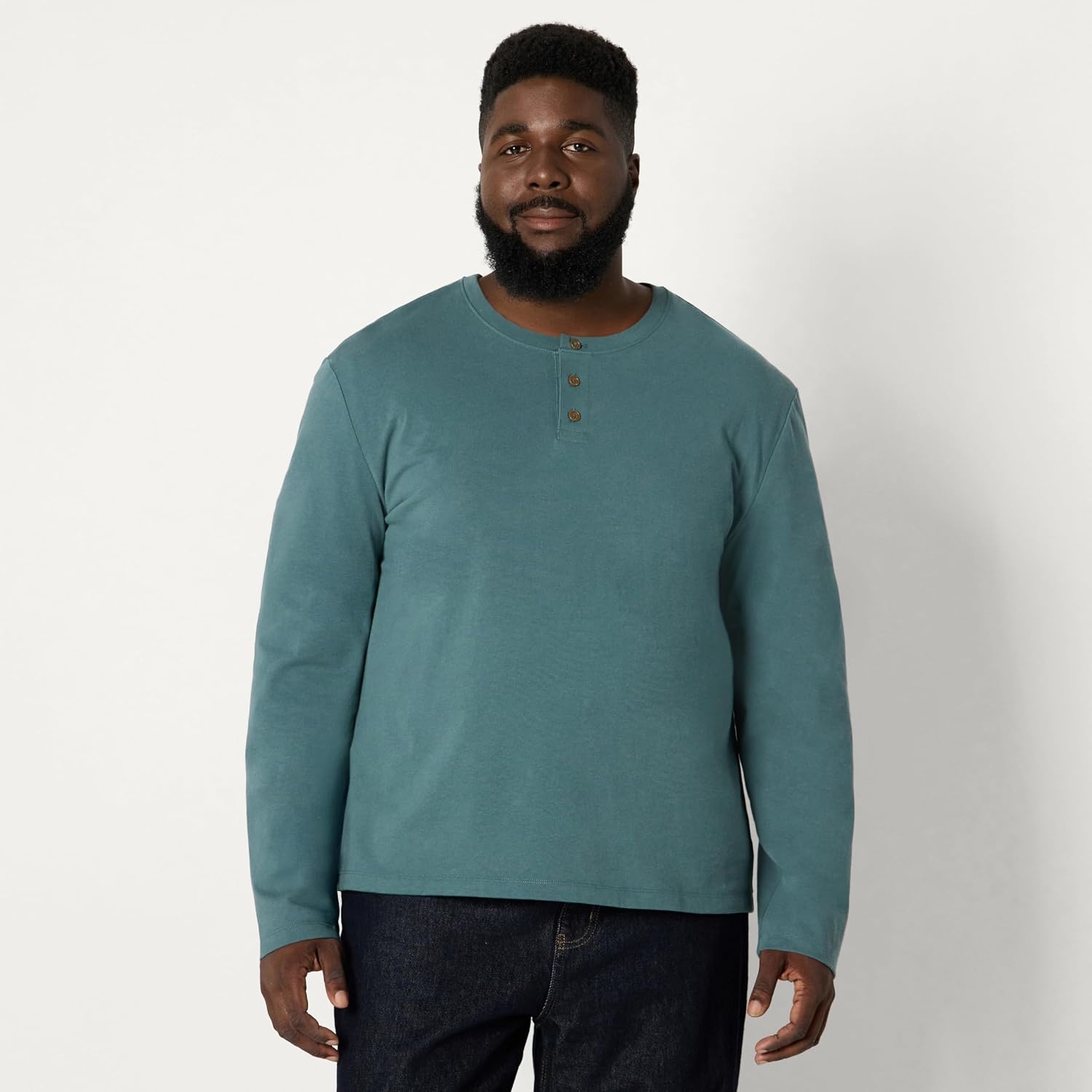 image:imageAmazon Essentials Mens Long Sleeve Henley Shirt for Men RegularFit Cotton Available in Big amp TallSlate Green