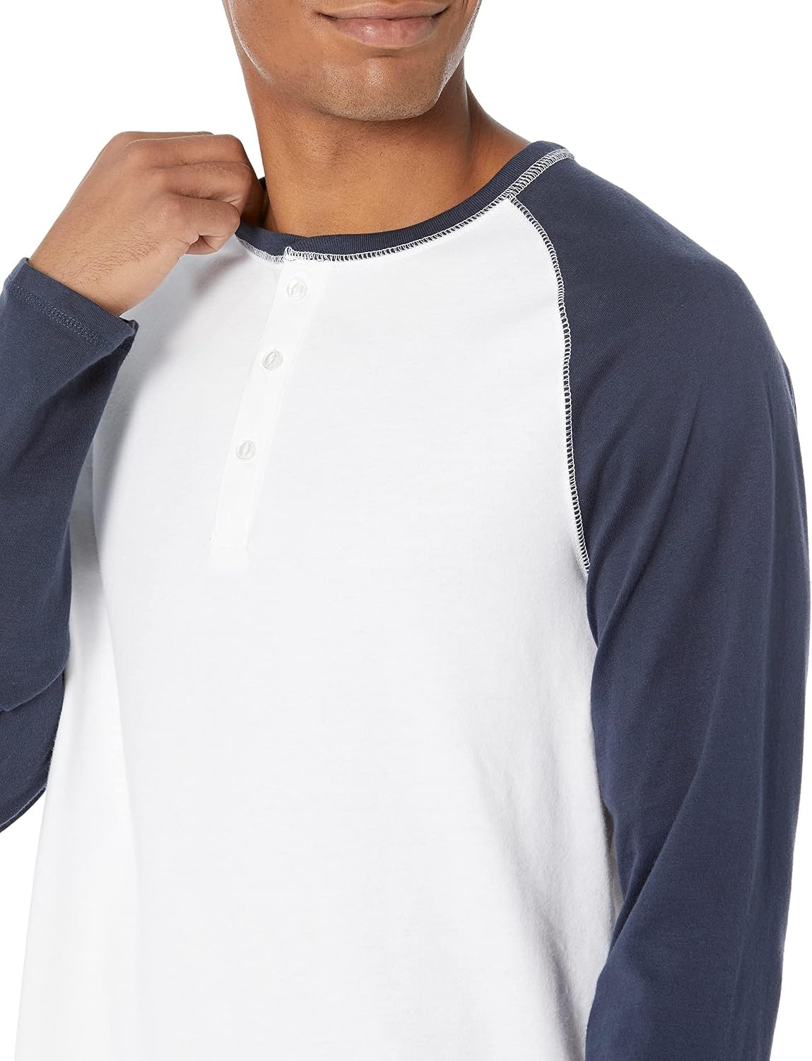image:imageAmazon Essentials Mens Long Sleeve Henley Shirt for Men RegularFit Cotton Available in Big amp TallWhiteNavy