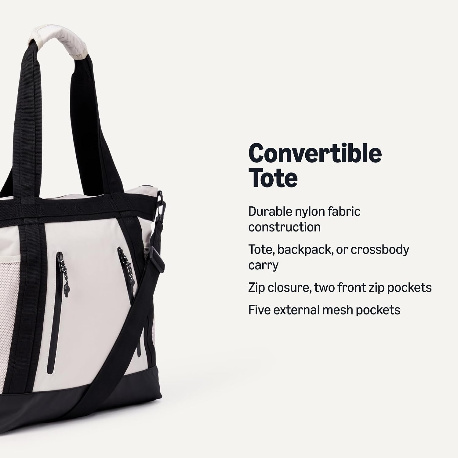 image:imageAmazon Essentials Unisex Adults Convertible Nylon Backpack Tote with Adjustable Straps for Men and WomenEcru