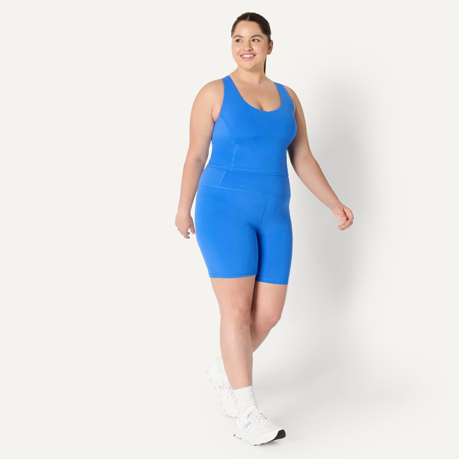 image:imageAmazon Essentials Womens Active FormFlex Buttery Soft Light Support Crop Tank with Bra Removable CupsBlue