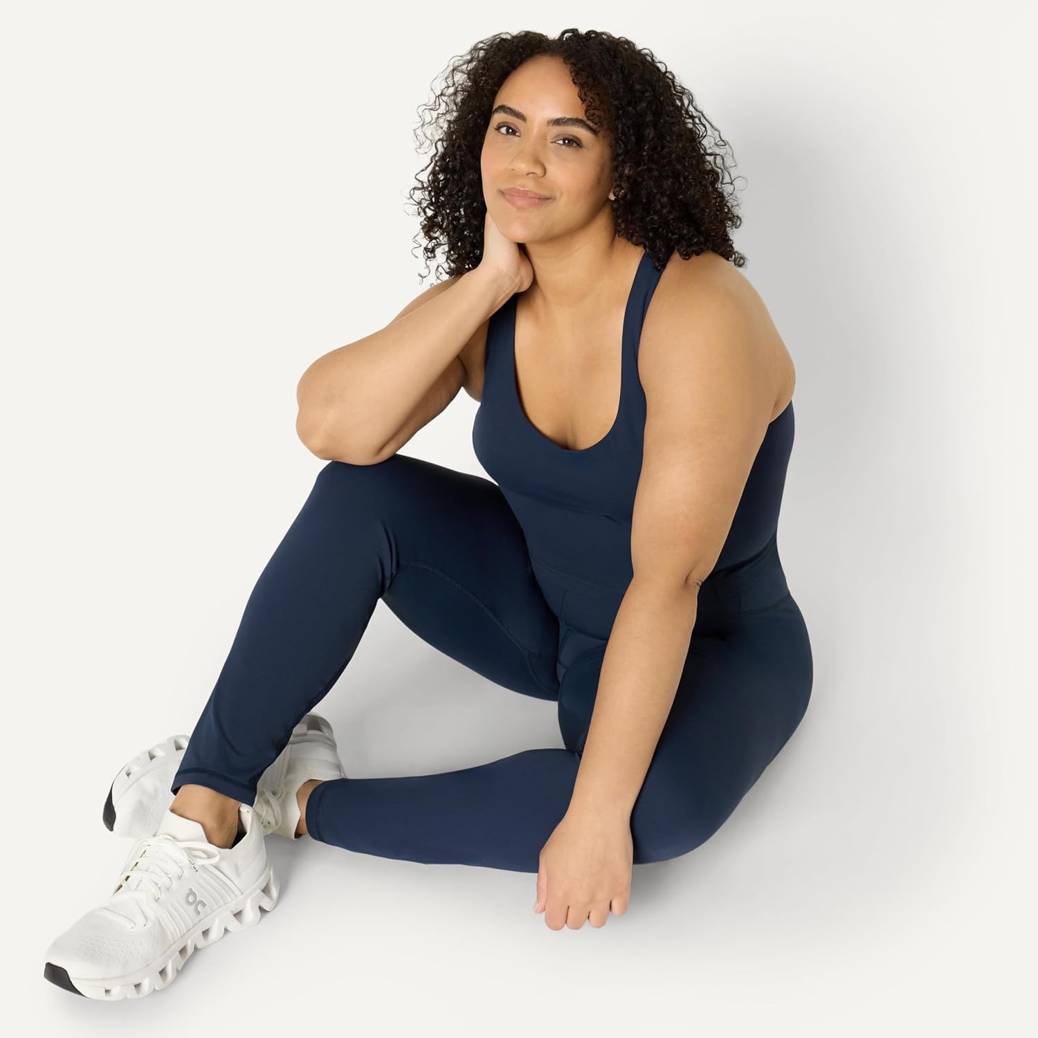 image:imageAmazon Essentials Womens Active FormFlex Buttery Soft Light Support Crop Tank with Bra Removable CupsNavy
