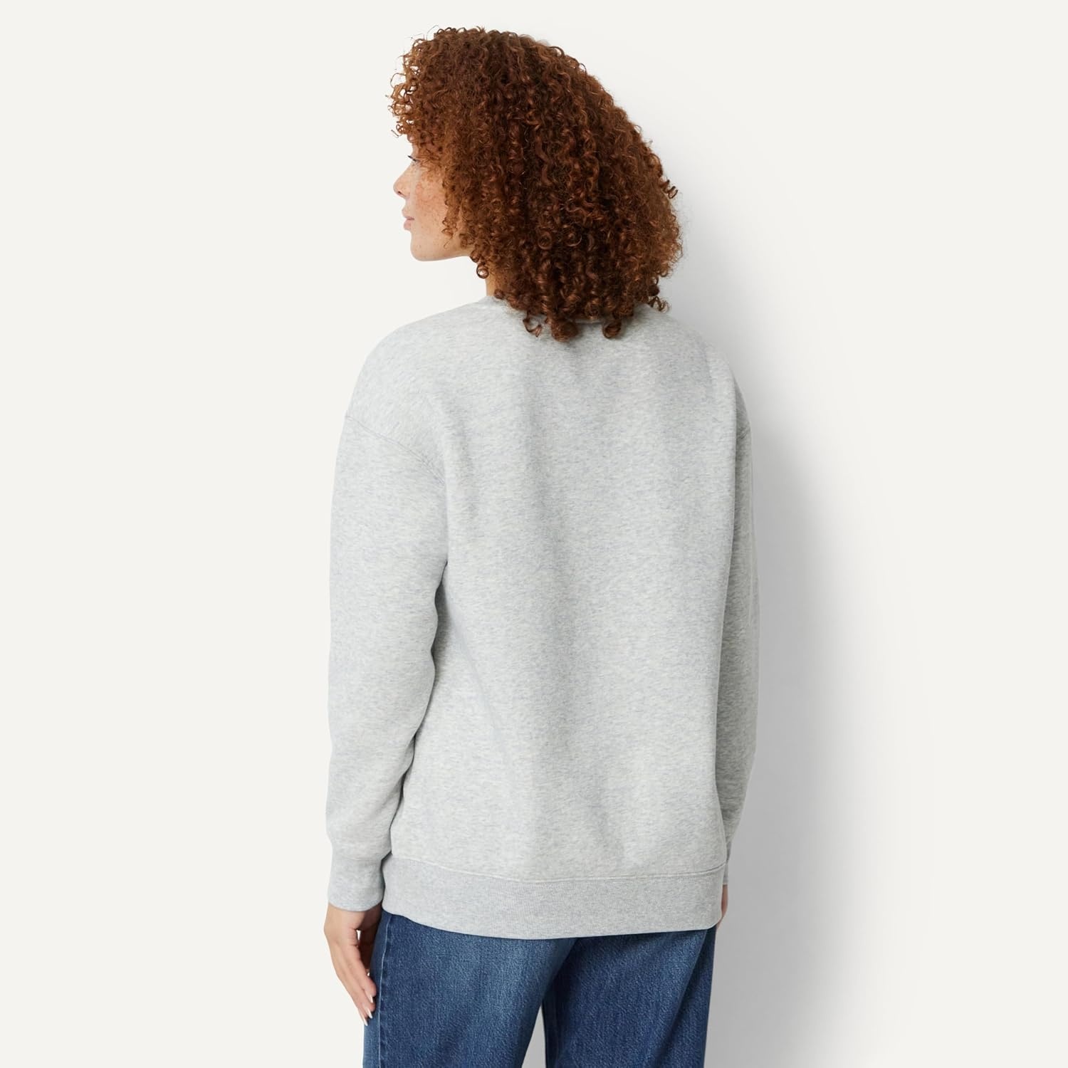 image:imageAmazon Essentials Womens Oversized VNeck Fleece Pullover SweatshirtLight Grey Heather