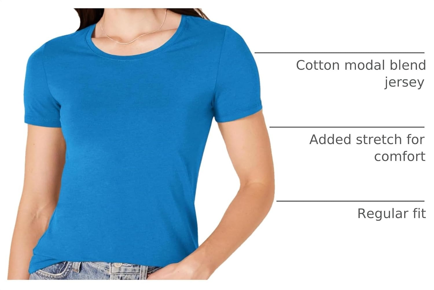 image:imageAmazon Essentials Womens RegularFit ShortSleeve Crewneck TShirt Cotton Modal Blend Pack of 22pack BlueCoral Orange