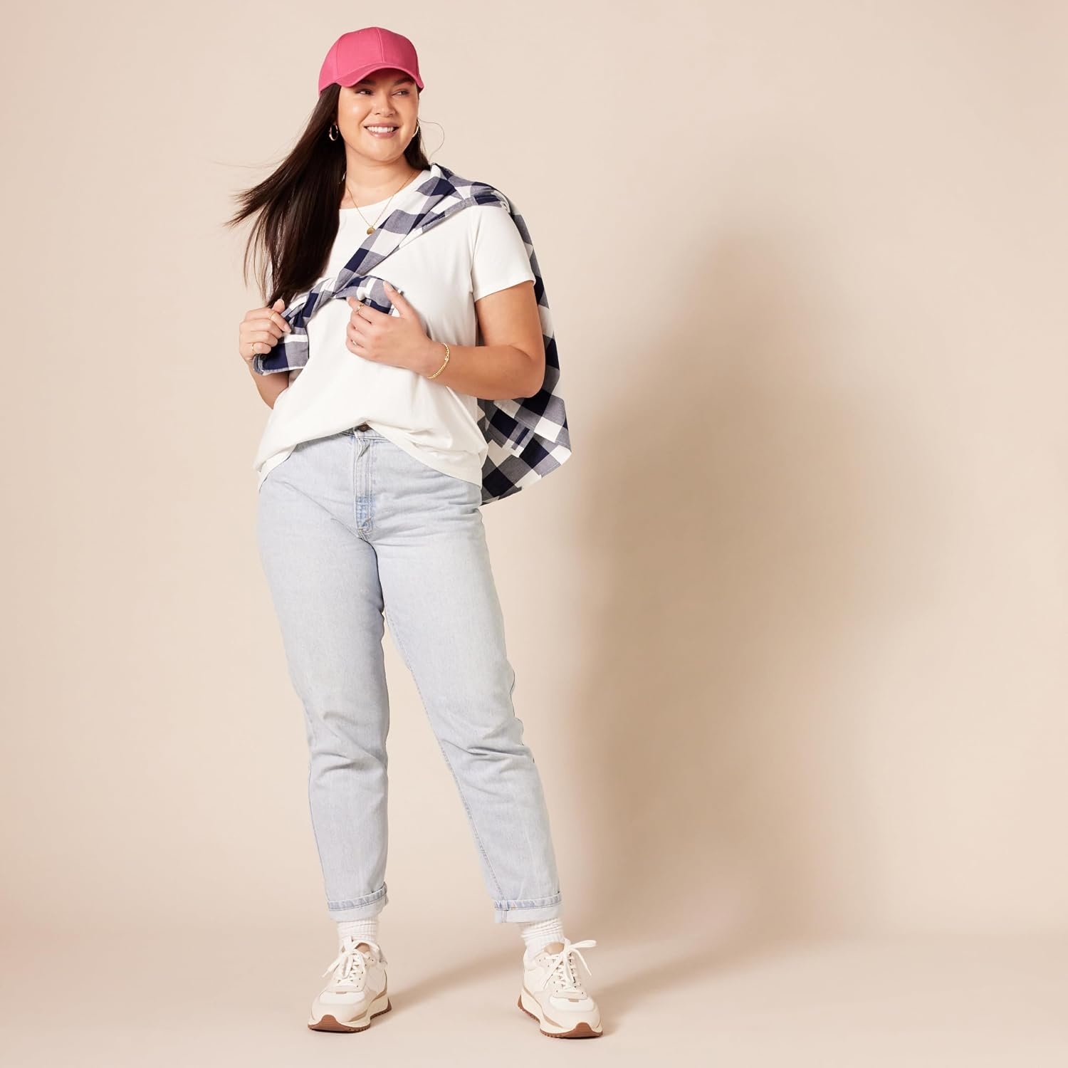 image:imageAmazon Essentials Womens RegularFit ShortSleeve Crewneck TShirt Cotton Modal Blend Pack of 2NavyWhite