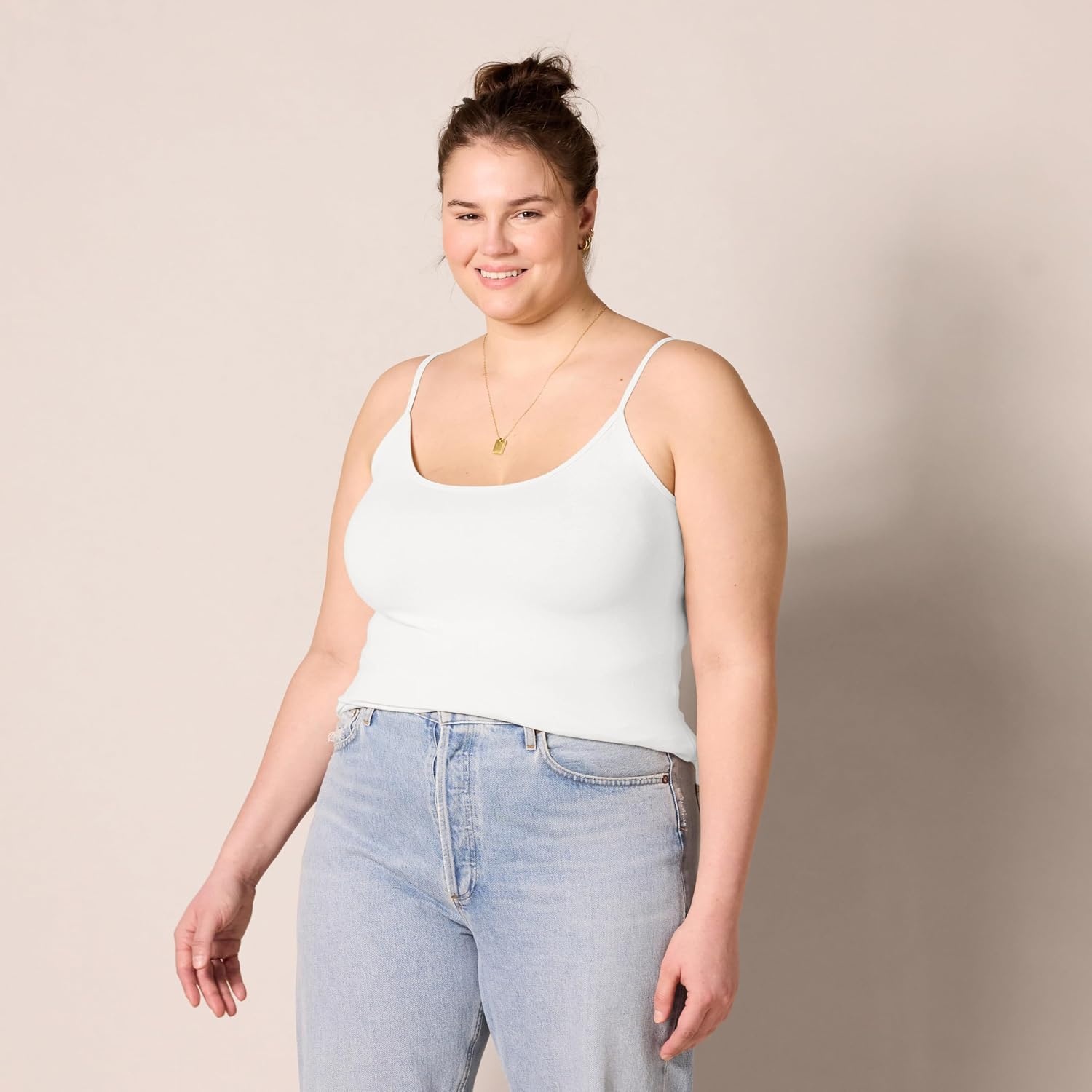 image:imageAmazon Essentials Womens SlimFit Camisole for Layering and Everyday Wear Pack of 44pack Taupe Multi