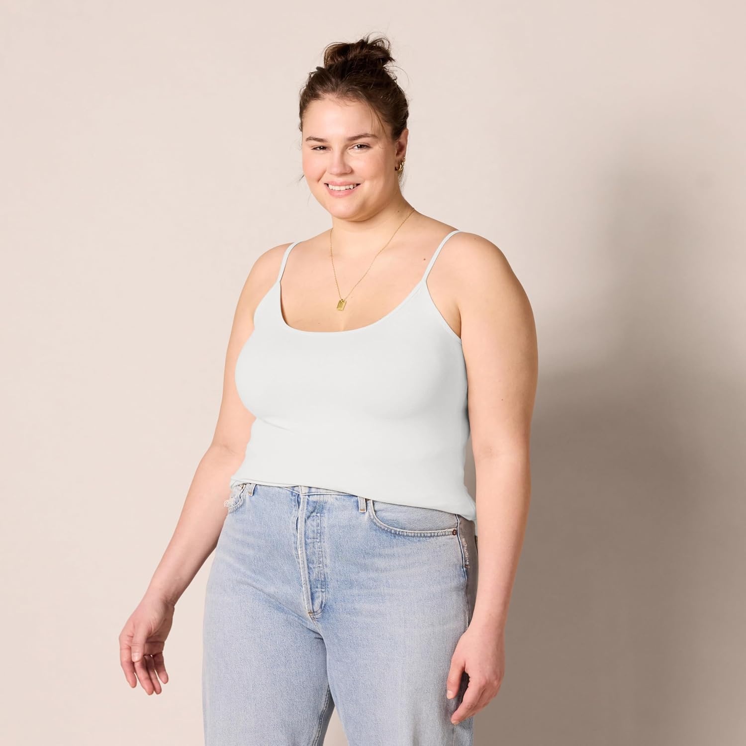 image:imageAmazon Essentials Womens SlimFit Camisole for Layering and Everyday Wear Pack of 4BeigeBeigeWhiteBlack