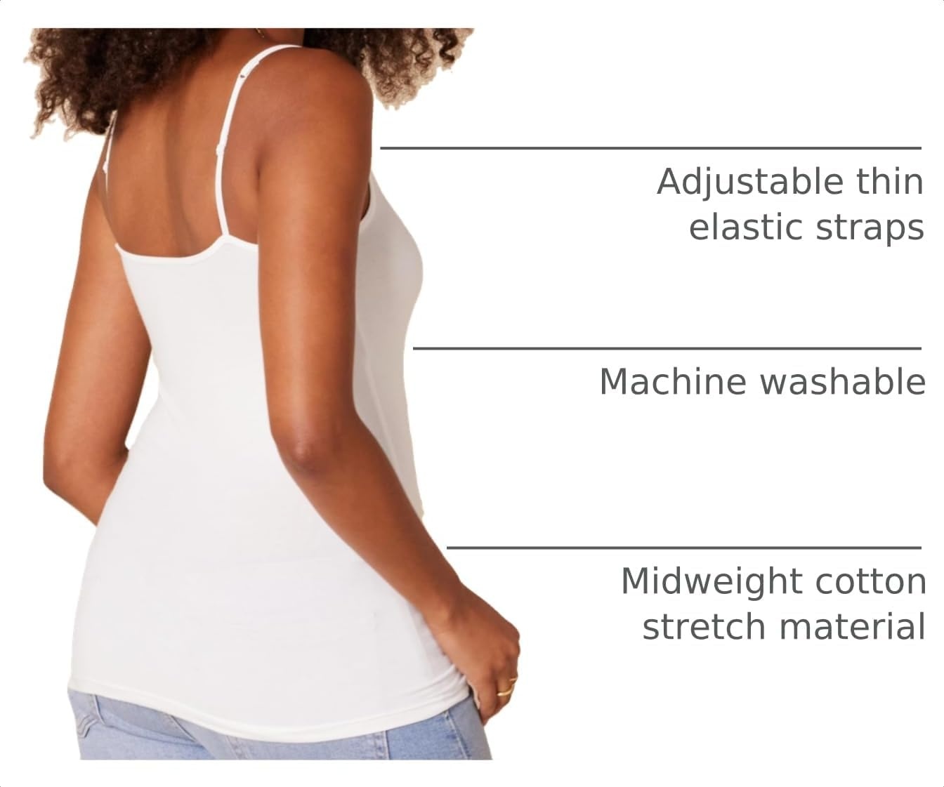 image:imageAmazon Essentials Womens SlimFit Camisole for Layering and Everyday Wear Pack of 4White
