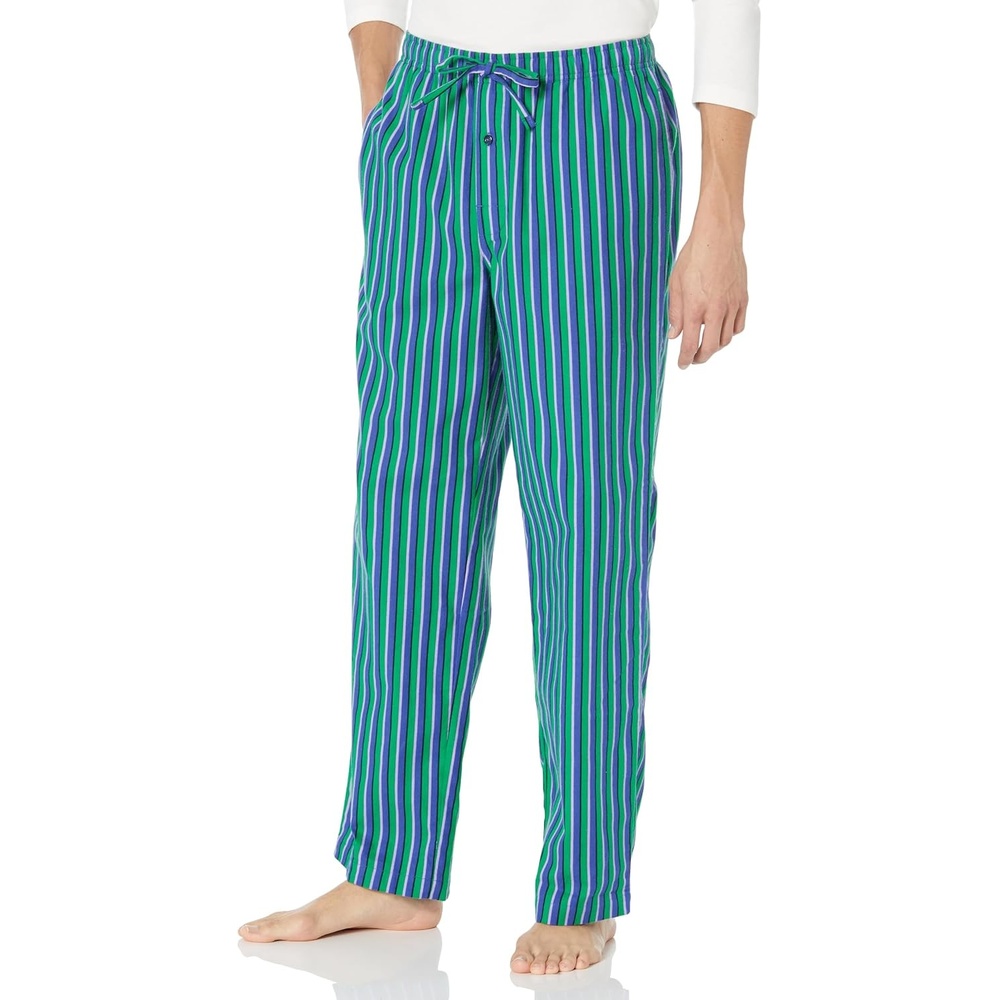 image:imageAmazon Essentials Mens 100 Cotton Flannel Pant and LongSleeve TShirt Pajama SetBlue Green Stripe
