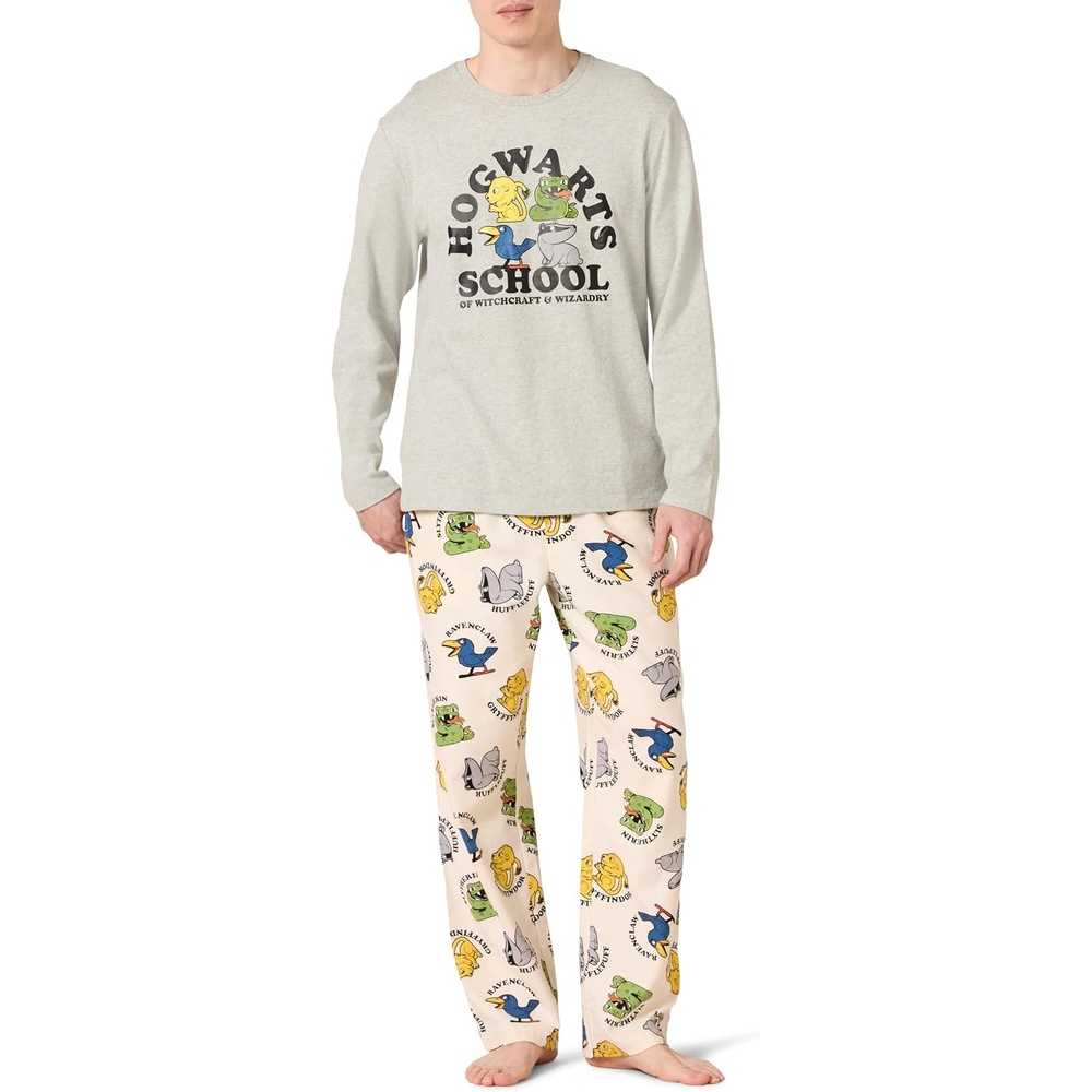 image:imageAmazon Essentials Mens 100 Cotton Flannel Pant and LongSleeve TShirt Pajama SetHarry Potter Hogwarts Mens