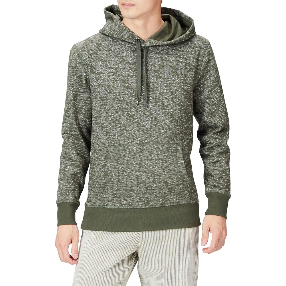 image:imageAmazon Essentials Mens Heavyweight Relaxed Fit Pullover Hooded Sweatshirt Warm Fleece with Brushed InteriorOlive Space Dye