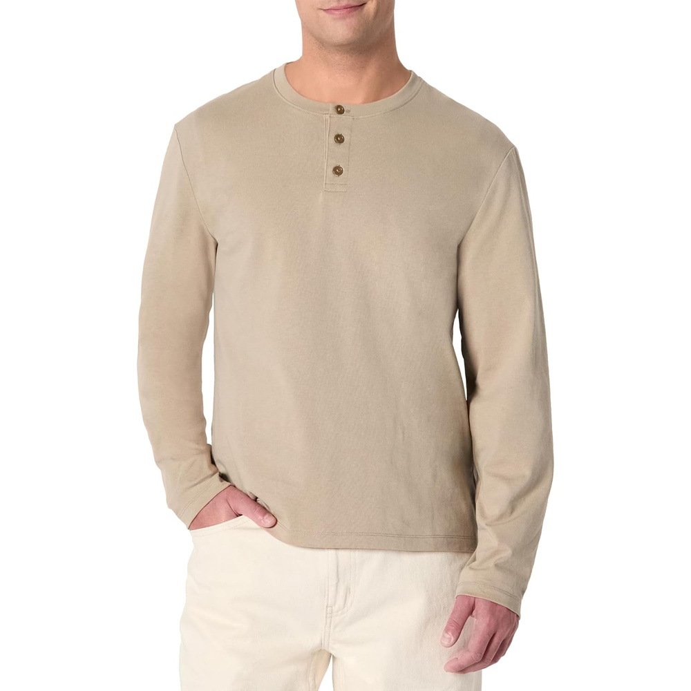 image:imageAmazon Essentials Mens Long Sleeve Henley Shirt for Men RegularFit Cotton Available in Big amp TallTaupe