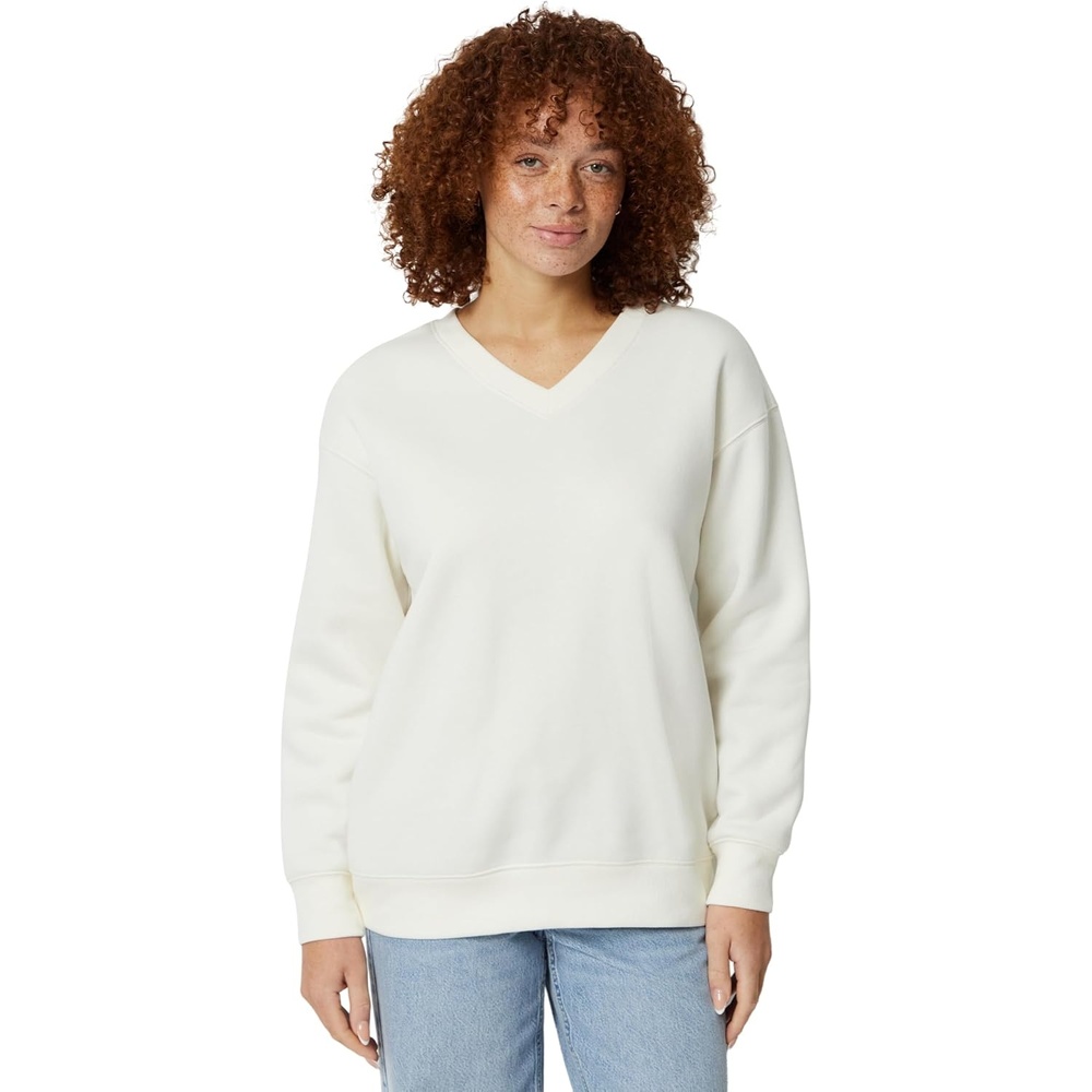 image:imageAmazon Essentials Womens Oversized VNeck Fleece Pullover SweatshirtCream