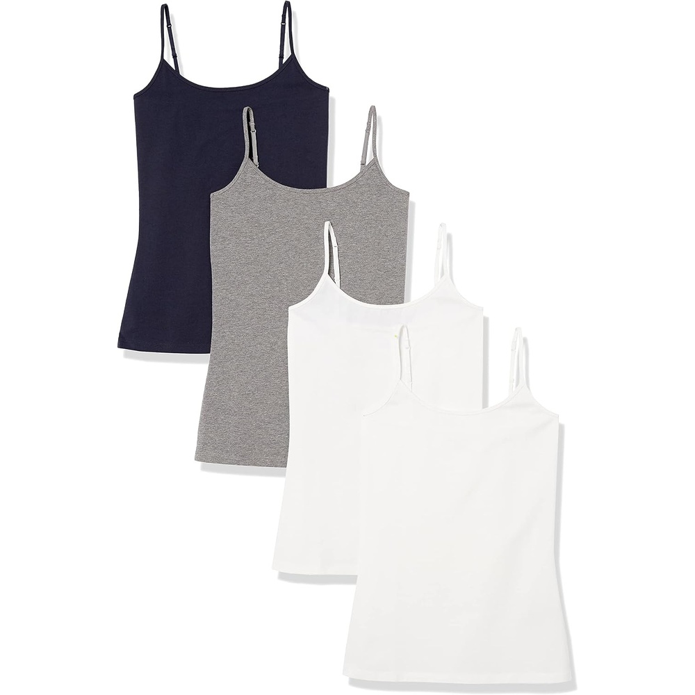 image:imageAmazon Essentials Womens SlimFit Camisole for Layering and Everyday Wear Pack of 44pack Navy Grey Multi