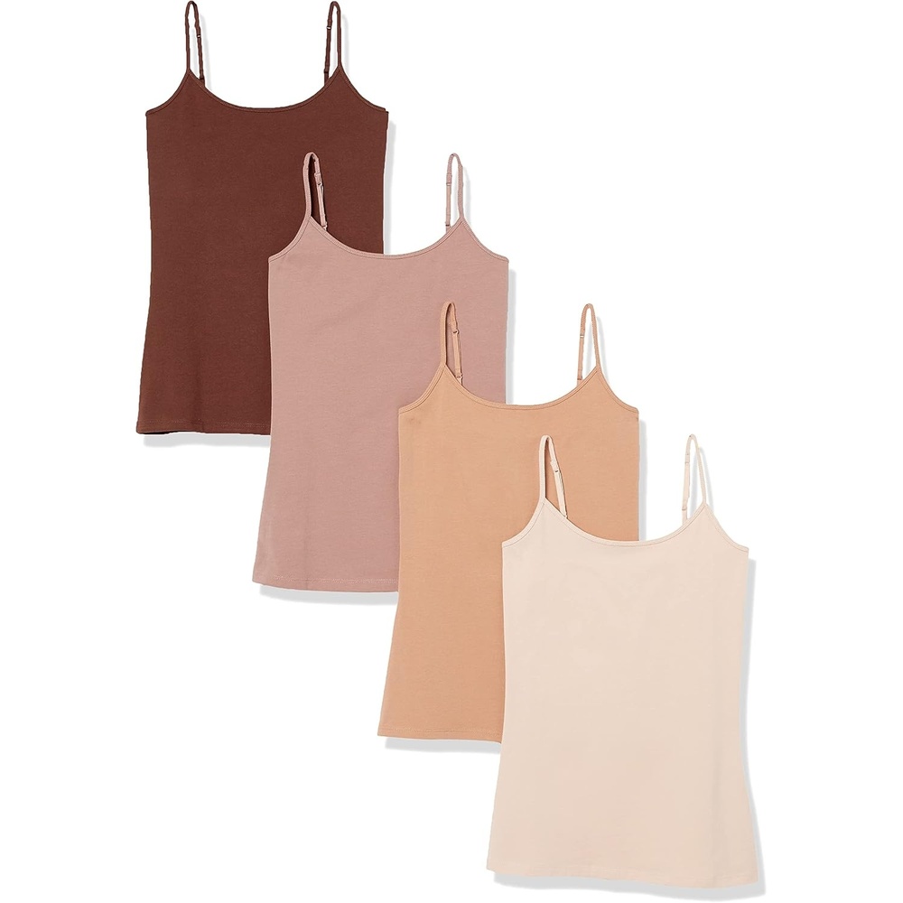 image:imageAmazon Essentials Womens SlimFit Camisole for Layering and Everyday Wear Pack of 44pack Neutals Multi