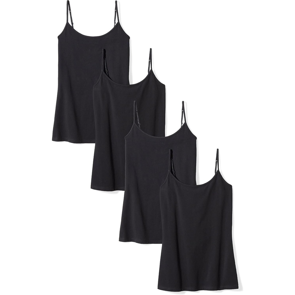 image:imageAmazon Essentials Womens SlimFit Camisole for Layering and Everyday Wear Pack of 4Black