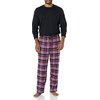 Amazon Essentials Men’s 100% Cotton Flannel Pant and Long-Sleeve T-Shirt Pajama Set(Black Blue Mixed Tartan)