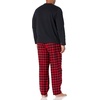 Amazon Essentials Men’s 100% Cotton Flannel Pant and Long-Sleeve T-Shirt Pajama Set(Black Red Buffalo Plaid)
