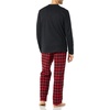 Amazon Essentials Men’s 100% Cotton Flannel Pant and Long-Sleeve T-Shirt Pajama Set(Black Red Buffalo Plaid)