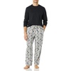 Amazon Essentials Men’s 100% Cotton Flannel Pant and Long-Sleeve T-Shirt Pajama Set(Black/Penguin)