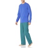 Amazon Essentials Men’s 100% Cotton Flannel Pant and Long-Sleeve T-Shirt Pajama Set(Blue Green Stripe)