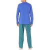 Amazon Essentials Men’s 100% Cotton Flannel Pant and Long-Sleeve T-Shirt Pajama Set(Blue Green Stripe)
