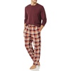 Amazon Essentials Men’s 100% Cotton Flannel Pant and Long-Sleeve T-Shirt Pajama Set(Burgundy Plaid)