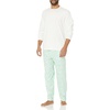 Amazon Essentials Men’s 100% Cotton Flannel Pant and Long-Sleeve T-Shirt Pajama Set(Mint Green Forest Animals)
