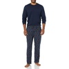 Amazon Essentials Men’s 100% Cotton Flannel Pant and Long-Sleeve T-Shirt Pajama Set(Navy Paisley)