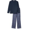 Amazon Essentials Men’s 100% Cotton Flannel Pant and Long-Sleeve T-Shirt Pajama Set(Navy/Squirrels)