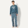 Amazon Essentials Men’s 100% Cotton Flannel Pant and Long-Sleeve T-Shirt Pajama Set(Superman)