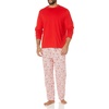 Amazon Essentials Men’s 100% Cotton Flannel Pant and Long-Sleeve T-Shirt Pajama Set(White Forest)