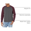 Amazon Essentials Men’s Long Sleeve Henley Shirt for Men, Regular-Fit, Cotton, Available in Big & Tall(Charcoal Heather/Burgundy)