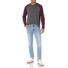 Amazon Essentials Men’s Long Sleeve Henley Shirt for Men, Regular-Fit, Cotton, Available in Big & Tall(Charcoal Heather/Burgundy)