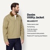 Amazon Essentials Men’s Relaxed-Fit Rigid Denim Zip Up Jacket(Mushroom Brown)