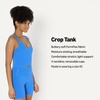 Amazon Essentials Women’s Active FormFlex Buttery Soft Light Support Crop Tank with Bra, Removable Cups(Blue)
