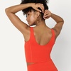 Amazon Essentials Women’s Active FormFlex Buttery Soft Light Support Crop Tank with Bra, Removable Cups(Bright Red)