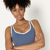 Amazon Essentials Women’s Active FormFlex Buttery Soft Light Support Crop Tank with Bra, Removable Cups(Grisaille/White)