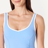 Amazon Essentials Women’s Active FormFlex Buttery Soft Light Support Crop Tank with Bra, Removable Cups(Light Blue/White)