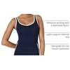Amazon Essentials Women’s Active FormFlex Buttery Soft Light Support Crop Tank with Bra, Removable Cups(Navy/White)