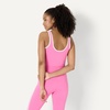 Amazon Essentials Women’s Active FormFlex Buttery Soft Light Support Crop Tank with Bra, Removable Cups(Pink/White)